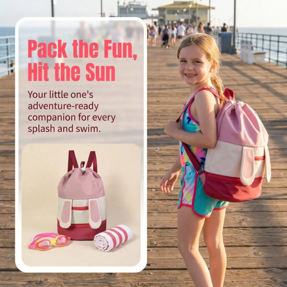 

Waterproof Children Swimming Backpack Lightweight Large Capacity Beach Backpack With Shoe Compartment Wear-Resistant