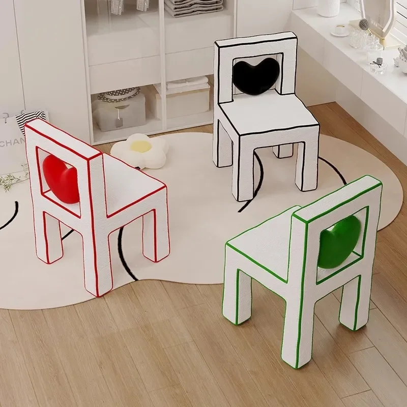 for Sketch Lines Cartoon Light Luxury Modern Simple Backrest Dressing Stool Living Room Home Children's Room Creative Single