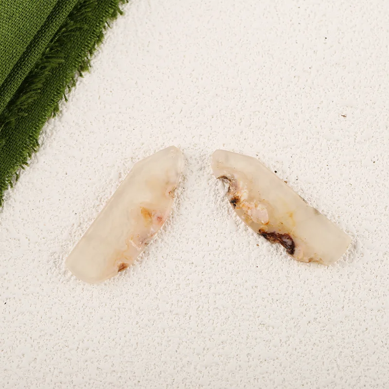 White Crazy Lace Rosetta Stone Carved Earring Bead——Handmade Natural Jewelry  Ear Ornaments  41x12x2mm 7.9g