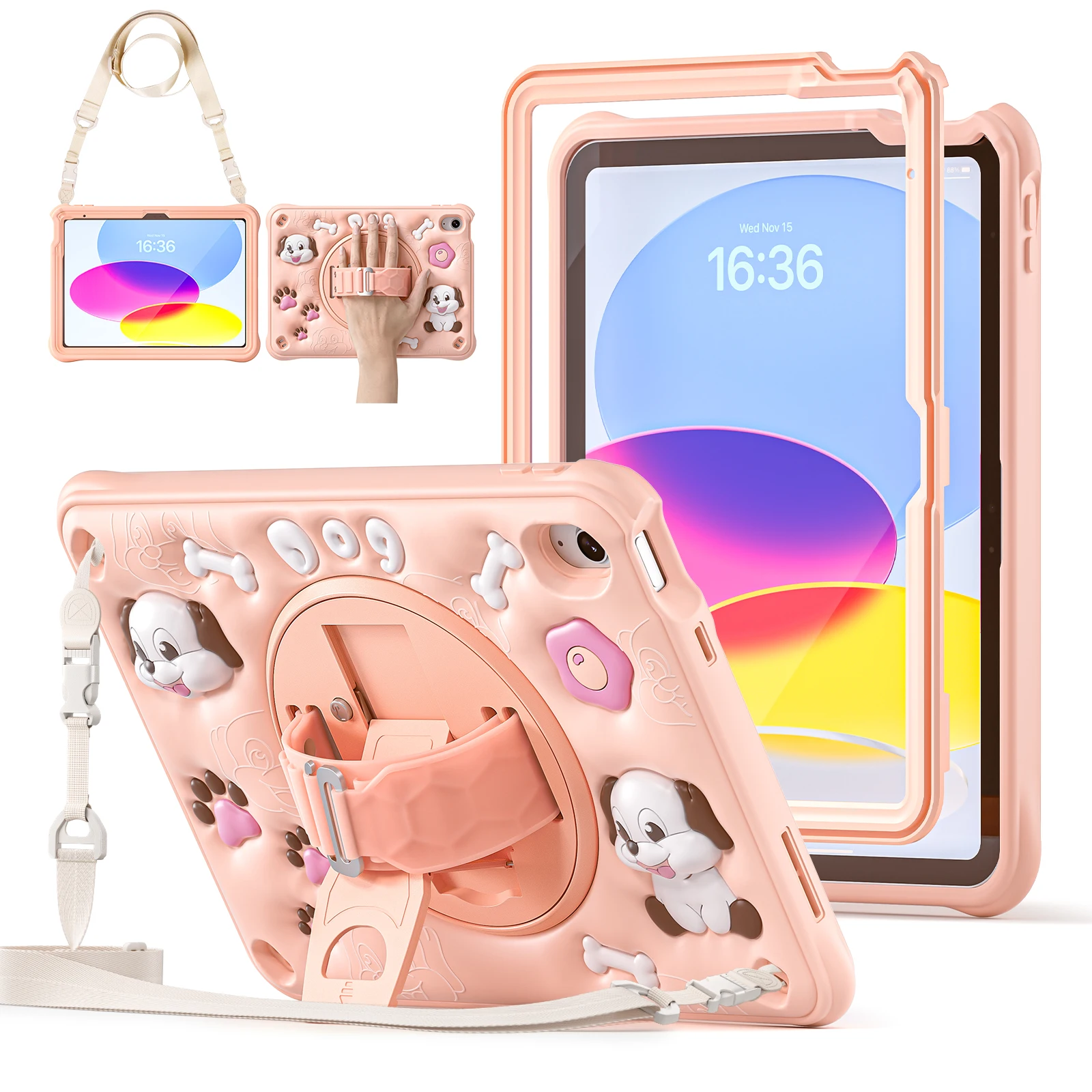 

Tablet Case for iPad A16 2025 11th Gen. 11-in Kids Stand Cover for iPad 10th Generation 2022 Cartoon Case with Shoulder Strap