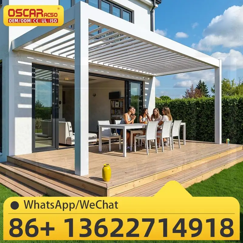 

Remote Controls Waterproof Outdoor Aluminium Louvered Roof Shade Kits for Garden Patio Backyard pergola