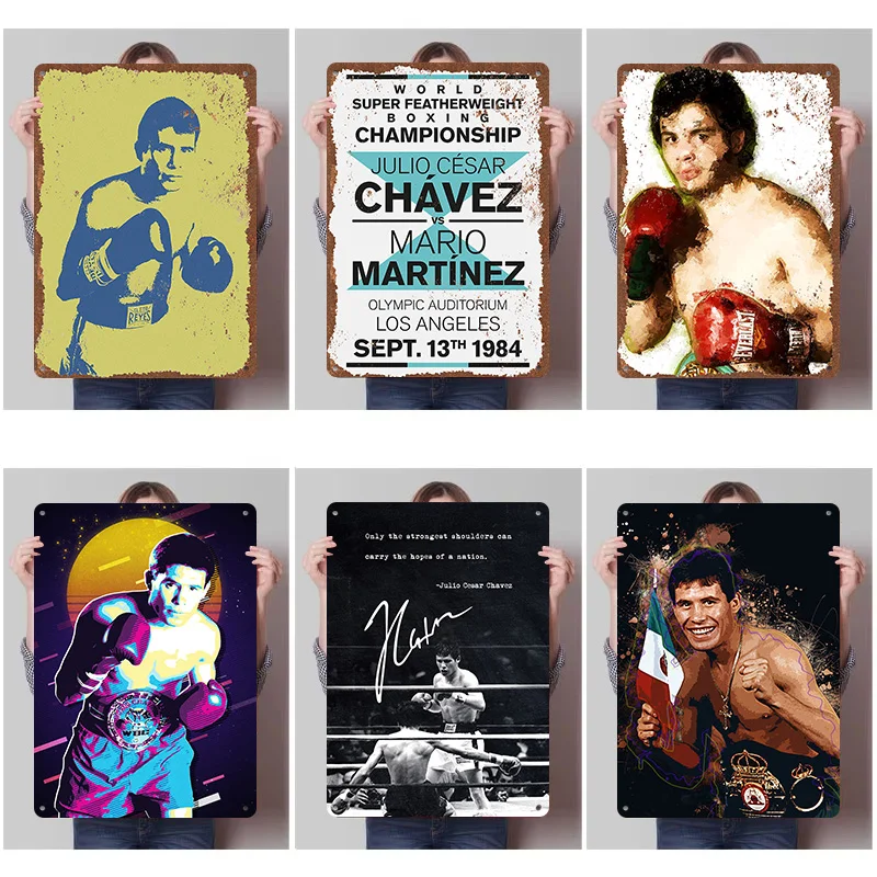Julio Cesar Chavez Boxer Metal Posters Custom Vintage Metal Signs Wall Art Retro Tin Plaque for Man Cave Home Decor House Room