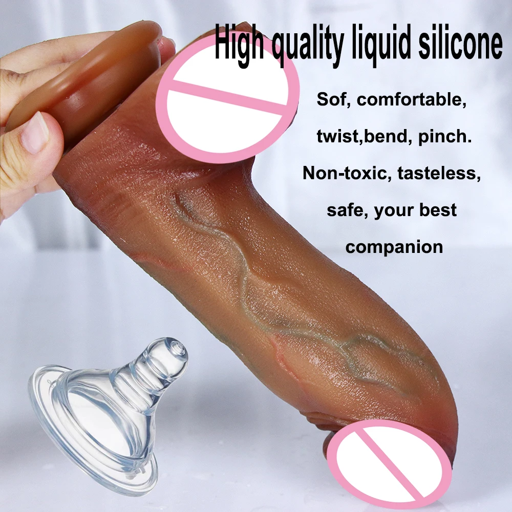 Soft Big Size Dildo G-Spot Vagina Cup Big Dick Butt Plug Stimulato Suction Realistic Huge Penis Anal Sex Toy for Women Silicone