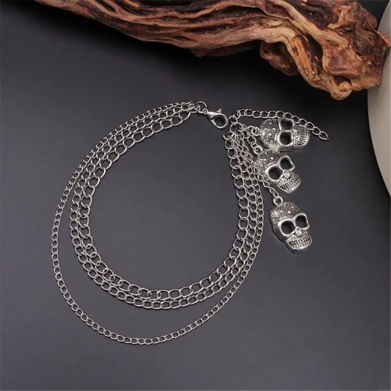 H58E Skull Pendant Shoe Chain Adjustable Shoe Ornament Chain Jewelry Shoe Accessories