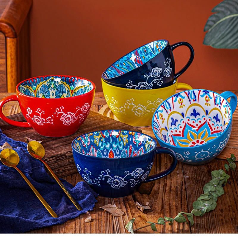 

Ceramic Breakfast Cup High Value Oat Large Capacity Water Cup Microwave Oven Heating Mugs Coffee Cups Frida Kahlo Mates Stanley