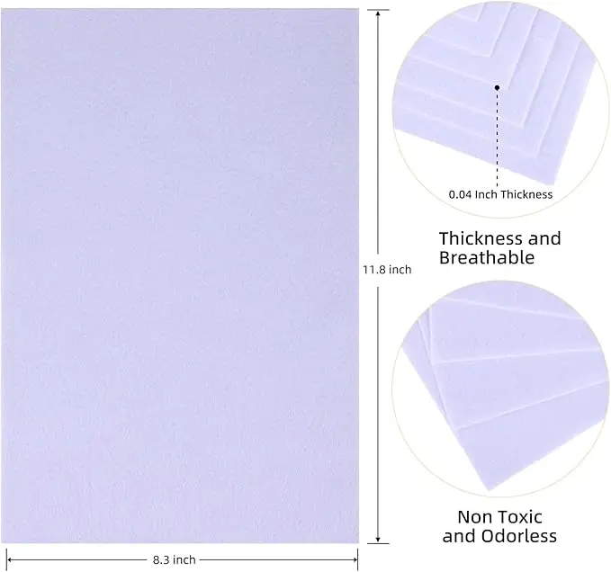 Felt Sheets - 6PCS Soft Felt Squares (8x12 A4), 1.5mm Thick, Ideal for Sewing, Patchwork, Decoration, Embroidering, DIY Craft