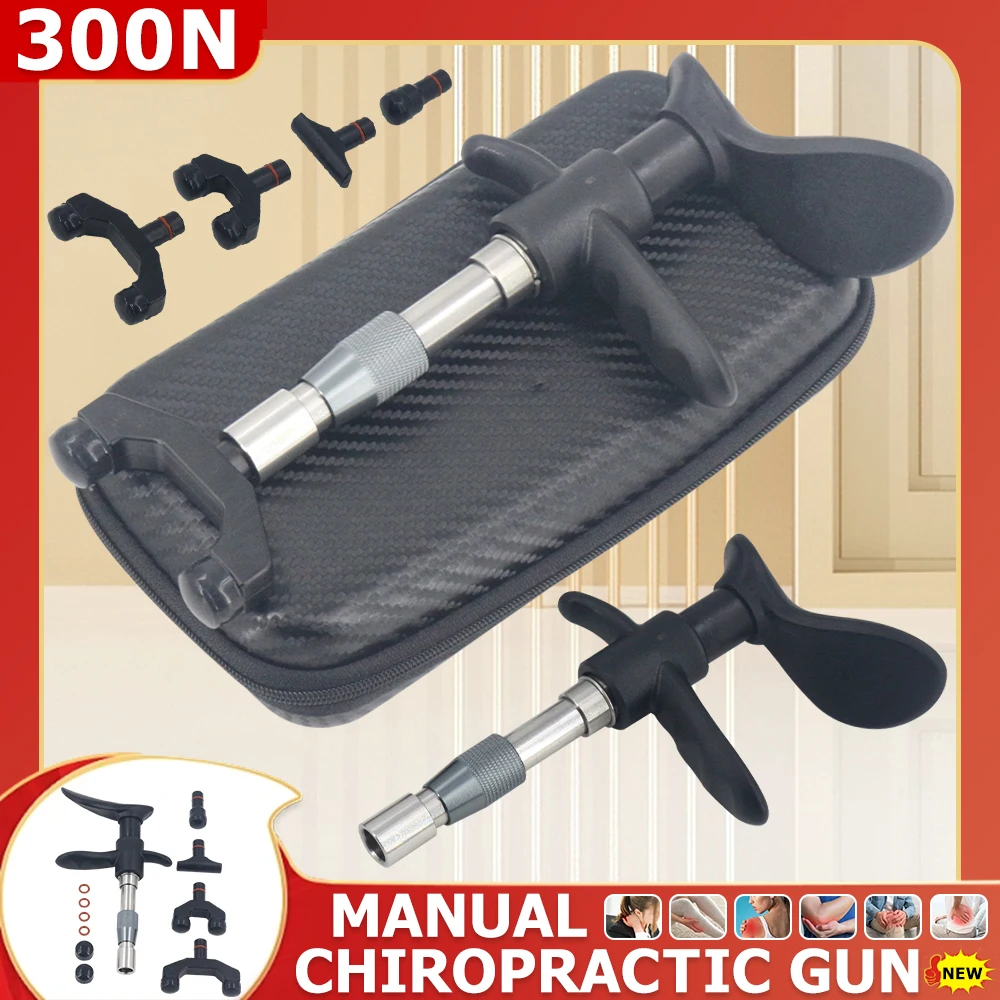Narzędzia do regulacji chiropraktyki pistolet do masażu kręgosłupa 300N relaksacyjna kończyna ulga w bólu korekcja kręgosłupa 4 głowy ręczny masażer