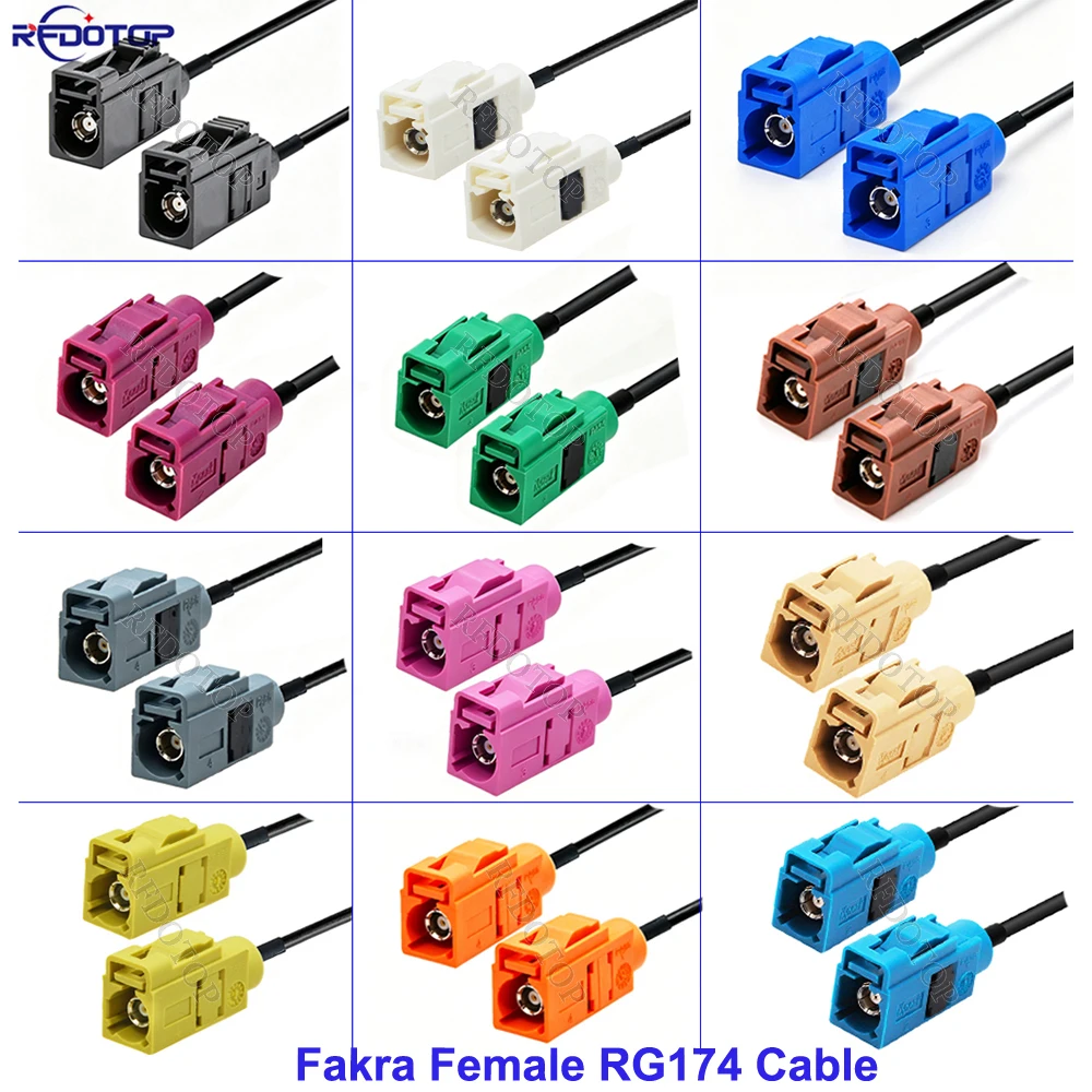 RG174 Cable Fakra A B C D E F G H I K M Z Female Connector Car Radio Antenna Extension Pigtail for GPS RF Communications Systems