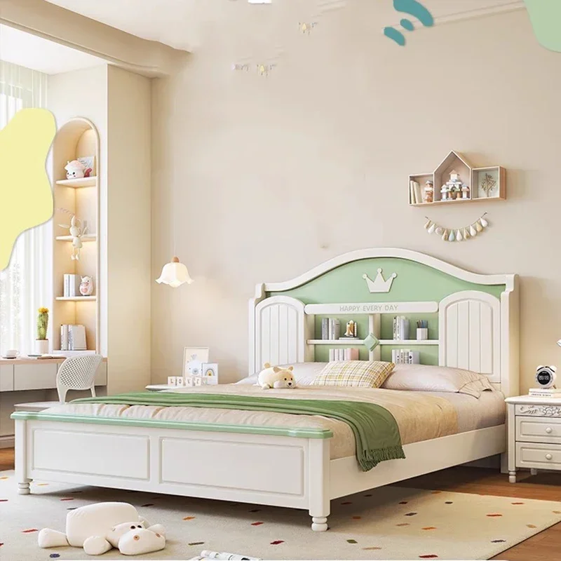 Factory Direct 2026 Long - lasting Wood Minimalist Children Double Bed Girls Modern Storage Human Princess Double Bed Design Sle