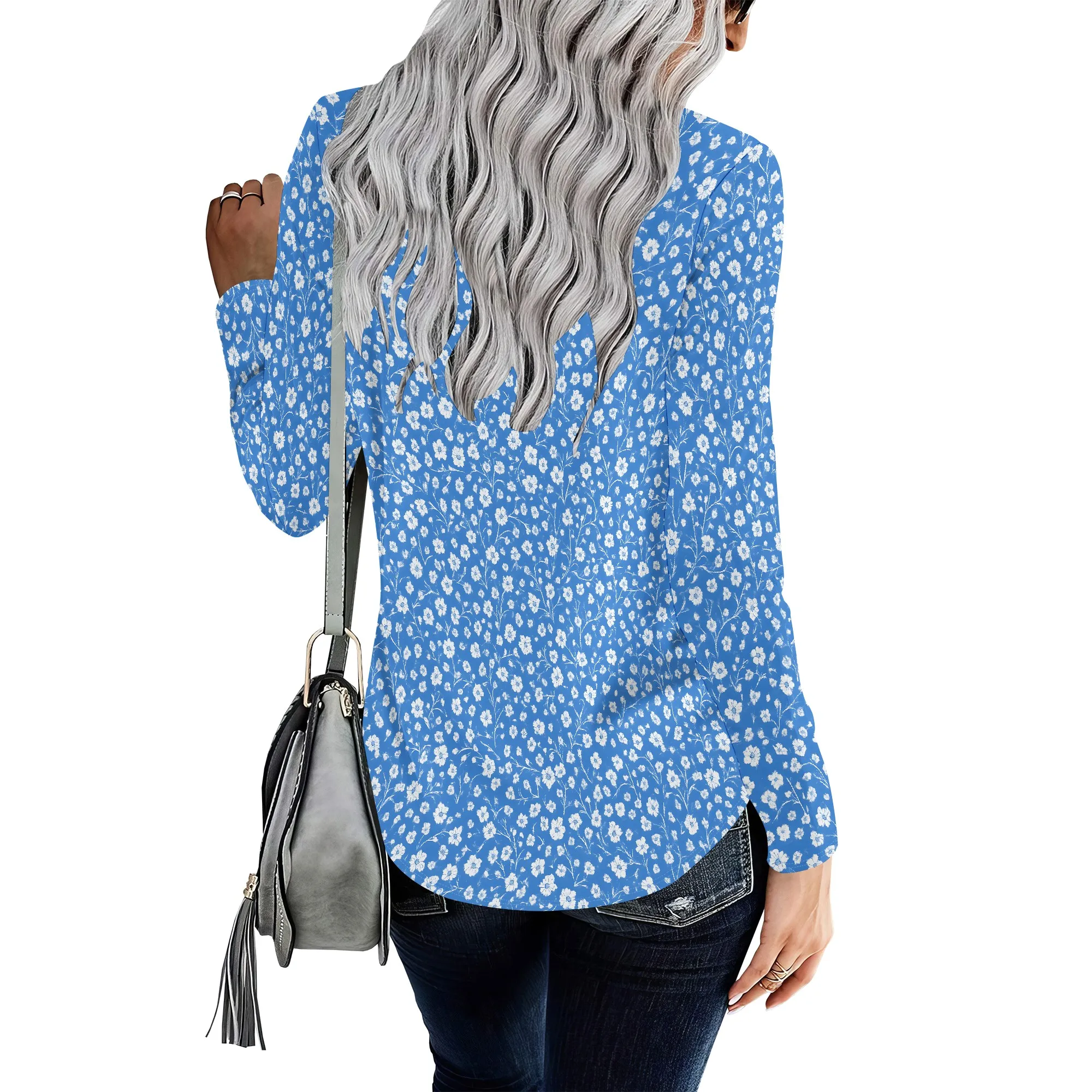 Floral Retro Style A Crewneck Sweatshirt for Women - Fall Winter Fashion Outfits Tops for Women