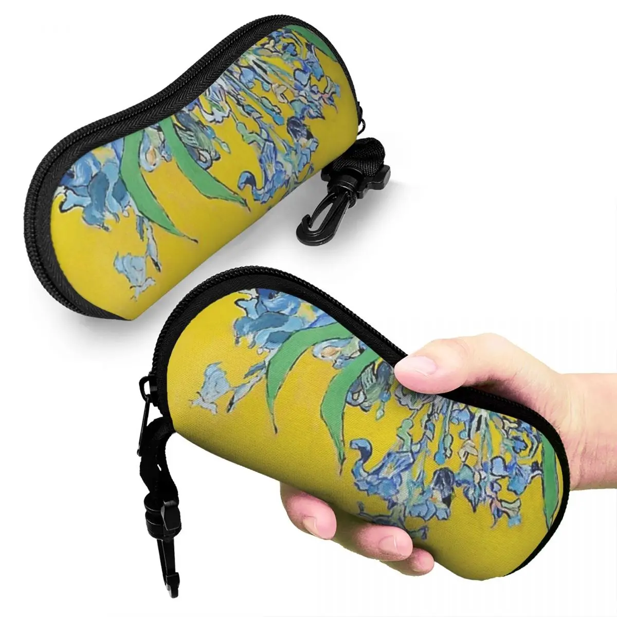

Vincent Van Gogh Irises Art Flowers Shell Glasses Case Protective Sunglasses Box Women Men Soft Eyeglasses Bag Pouch