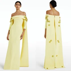 Customized Elegant Jersey Flower Pleat Straight Off-the-shoulder Long Dresses Bespoke Occasion Dresses Matching High Quality