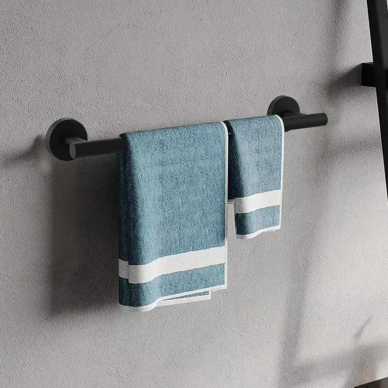 Stainless Steel Towel Bar for Bathroom, Wall Mounted Single Rod Rack, Square or Round Tube, Drill Required for Installation