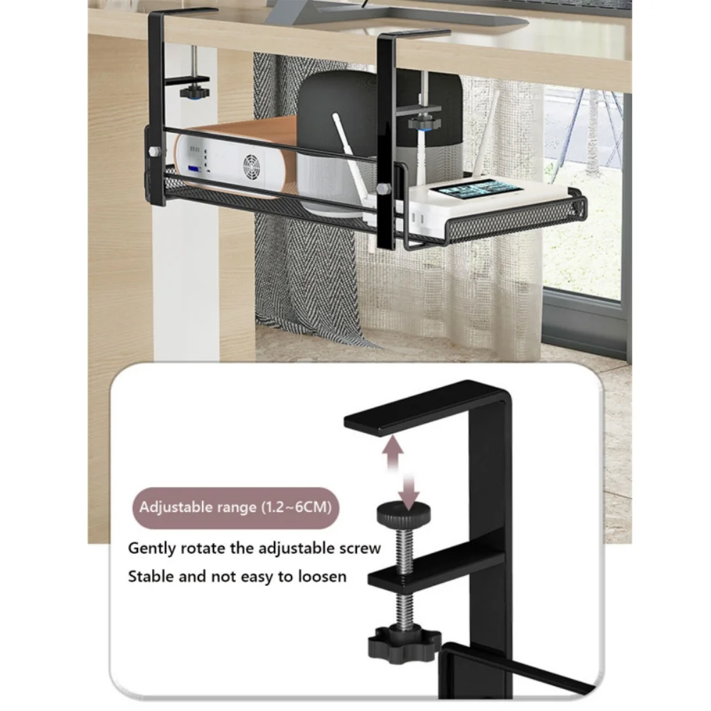 Under Desk Cable Management Tray, No Drill Steel Desk Cable Organizers, Wire Management Tray Cable Management Rack