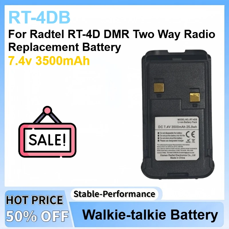 

New 7.4v 3500mAh RT-4DB Li-ion Battery Pack For Radtel RT-4D DMR Two Way Radio Walkie Talkie Replacement Battery