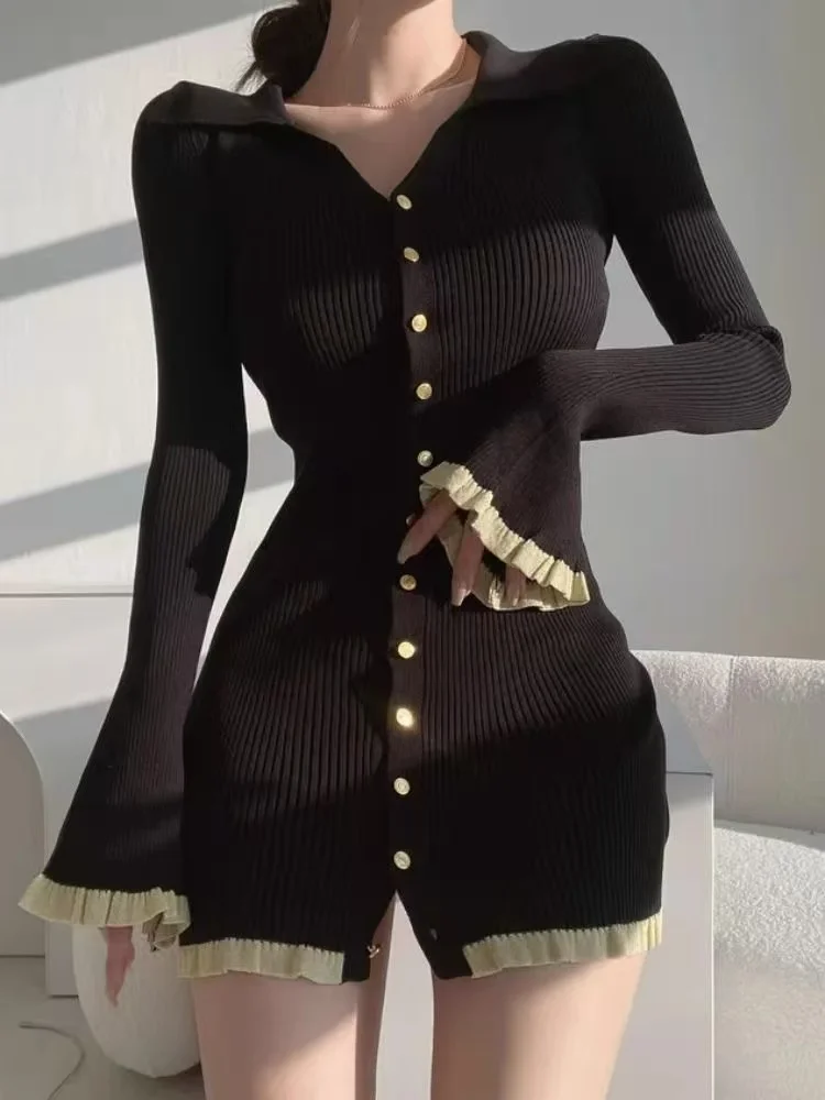 

Gothic Black Slim Lace New Dress Women 2000s Design Vintage Sleeveless Skinny Dresses Female Y2k Hot Girl Retro Punk Clothing