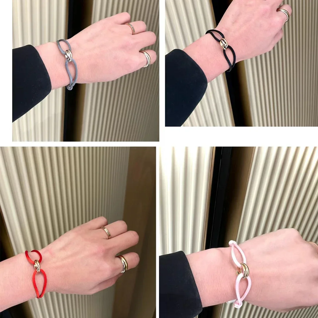 CY Classic Luxury Jewelry With Three Colors, Three Circles, And A Couple's Bracelet With 18K Gold Plating That Won't Fade.