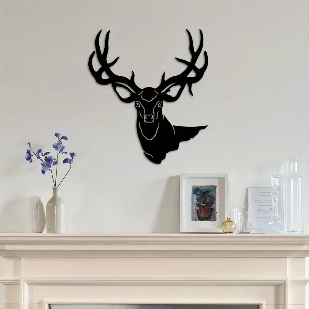 HelloYoung 3D Deer Head Metal Wall Art - Elegant Home and Office Decor for Living Room and Bedroom Wall Decor Wall decoration