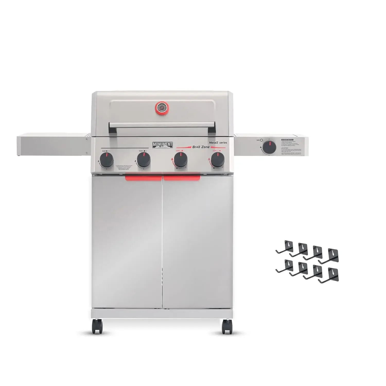 

4+1 Burner Stainless Steel Propane Gas Grill 525sq.in 49000BTU 500°F Fast Heat Broil Zone Side Burner Fold Shelf Outdoor, Custom