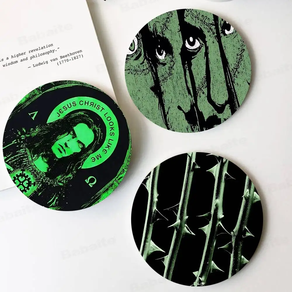 Gothic Metal Band Type O Negative Wooden Coaster Colour Printing Cup Mat Home Desk Decoration Gifts
