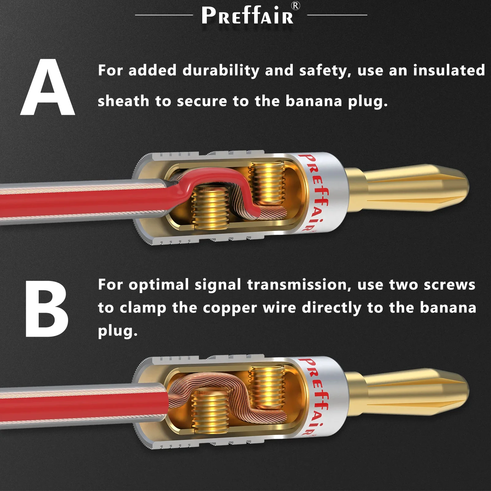 BA1437  BA1427 BA1466 Banana Connector 4mm Speaker banana plugs 24K gold plated 4mm Banana Jack match with 4mm binding post