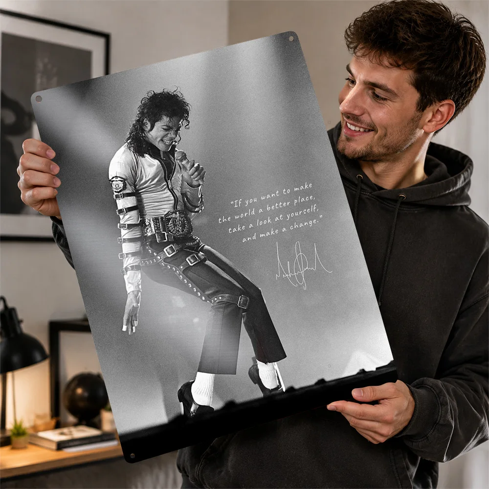 Michael Jackson Performing Printed Poster Customized Aluminum Metal Sign Vivid Pop Icon Tribute Wall Art Made For Music Lovers