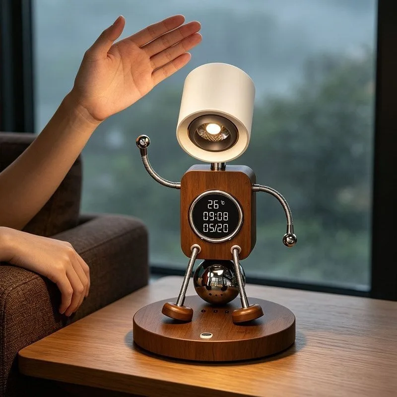 Bedroom bedside retro solid wood desktop fun ornament eye protection boyfriend gift small lamp