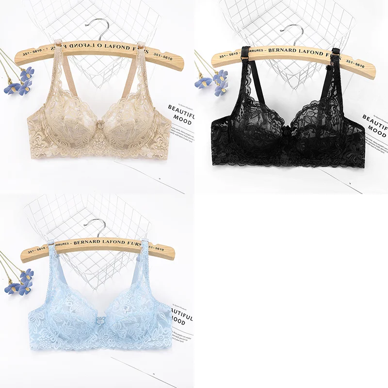 3PC Women's Sexy Lace Bras Push Up Bralette Set