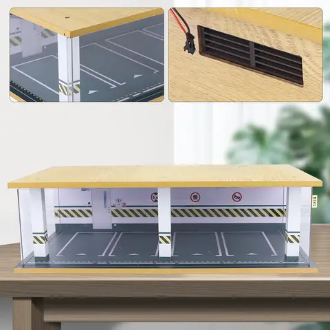 1/24 skala bilgarage LED-belysning parkeringsplats diorama scen display modell displayfodral akrylöverdrag och LED-belysning 12 best sales Hyundai i10 skalmodell - №1