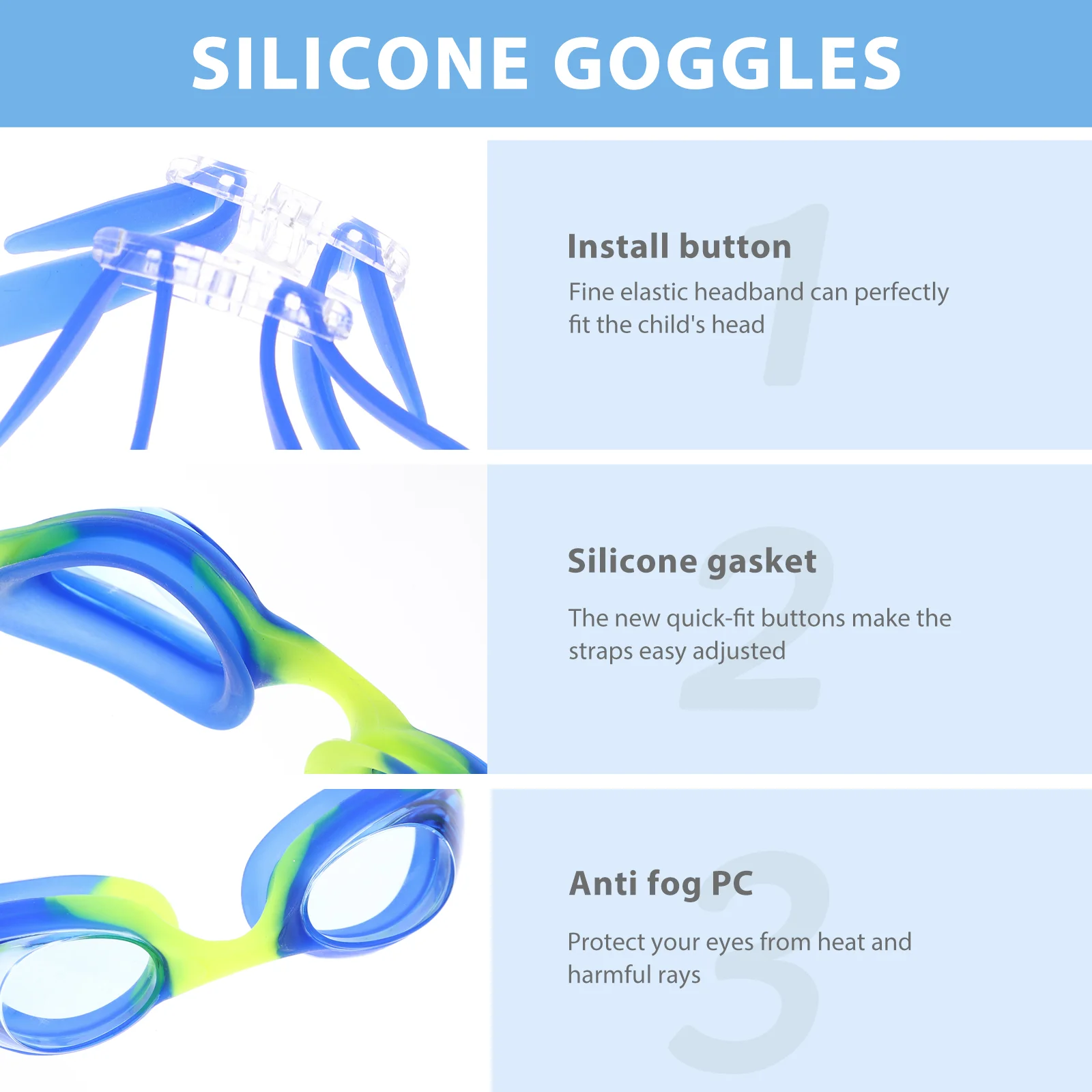 Kid Silicone Swim Goggles PC Anti-fog Lens Diving Glasses for Kids Teenagers and Adolescent goggles kids