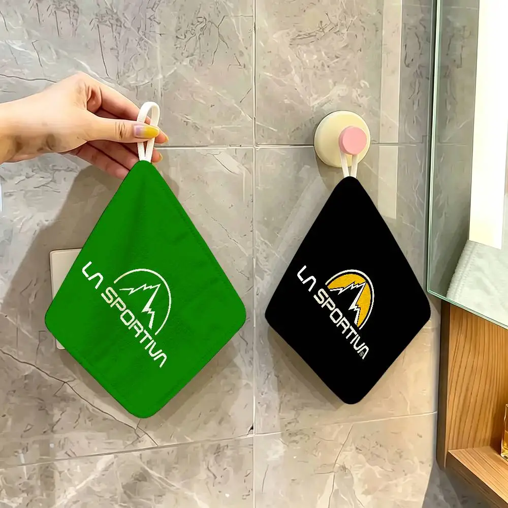 La Sportiva logo Polyester Cotton Hand Wiping Towel with Hanging Loop, Lightweight for Home and Commercial Use