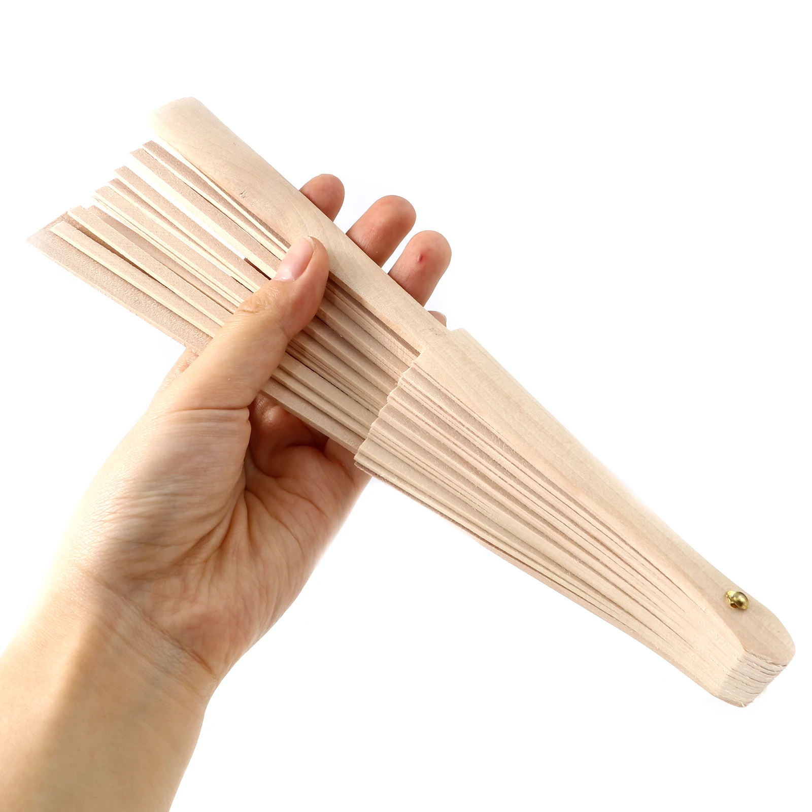 Éventail en Bois de Bambou Naturel Fait à la Main, Foyo Sophia, Côtes Pliantes Chinoises, pour Femmes, DIY Artisanat, Cadeaux d'Ornement, 23cm de Long, 1 Pièce