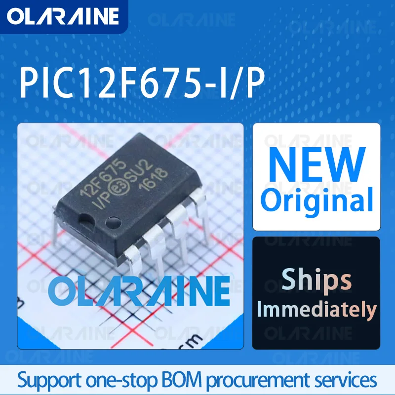 

1/5/10Pcs PIC12F675-I/P Original PDIP-8 8-bit microcontroller -MCU RoHS Core PIC12 Data RAM 64 B 6 I/O Voltage 5.5 V