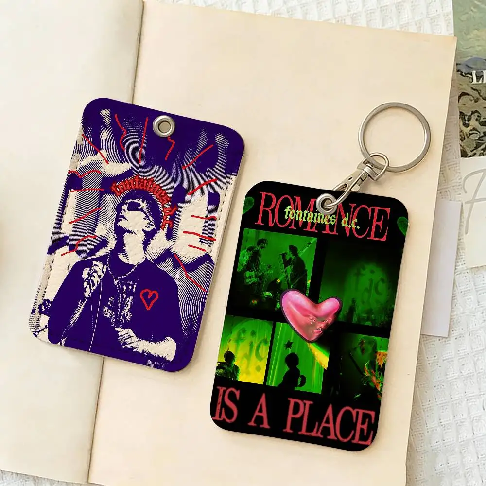 Post Punk Band F-Fontaines D C Keychain With Access Card Holder, Bus Pass & Meal Card ID Bank Card Protective Case For Security
