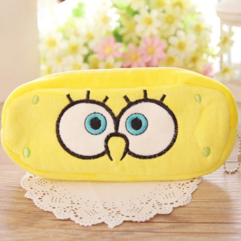 Cute SpongeBob Pencil Bag Students Cloth Stationery Box Kawaii Cosmetic Bag Cartoon Pen Pouch Case Kids Learning Prizes Gifts