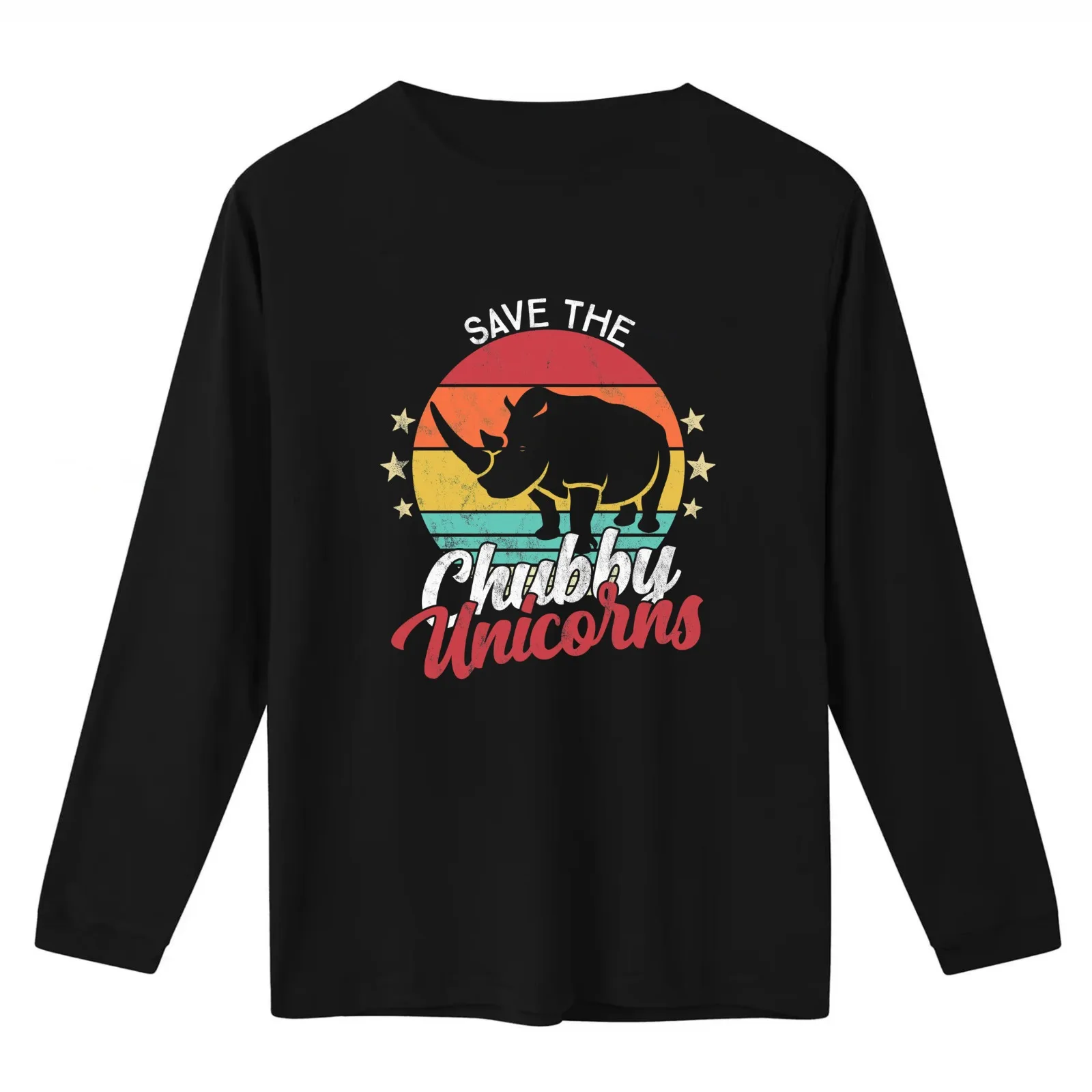 Unicorn Fat - Save The Chubby Unicorns Vintage Rhino Funny T-Shirt Summer Casual Cotton Tee Oversized Streetwear Tops