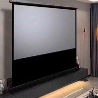 Universal Portable Floor Standing Pull Up Projection Screen Grey Fiber Glass for Normal / UST Projectors 4K 3D Support All Sizes