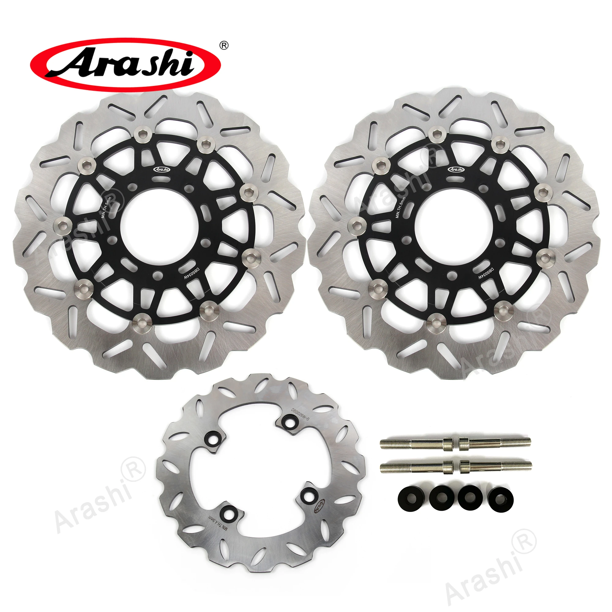 Arashi 1 Set For KAWASAKI ZX6R ZX-6R NINJA 636 2003 2004 300mm Oversize CNC Full Floating Front Rear Brake Disc Rotors Disks