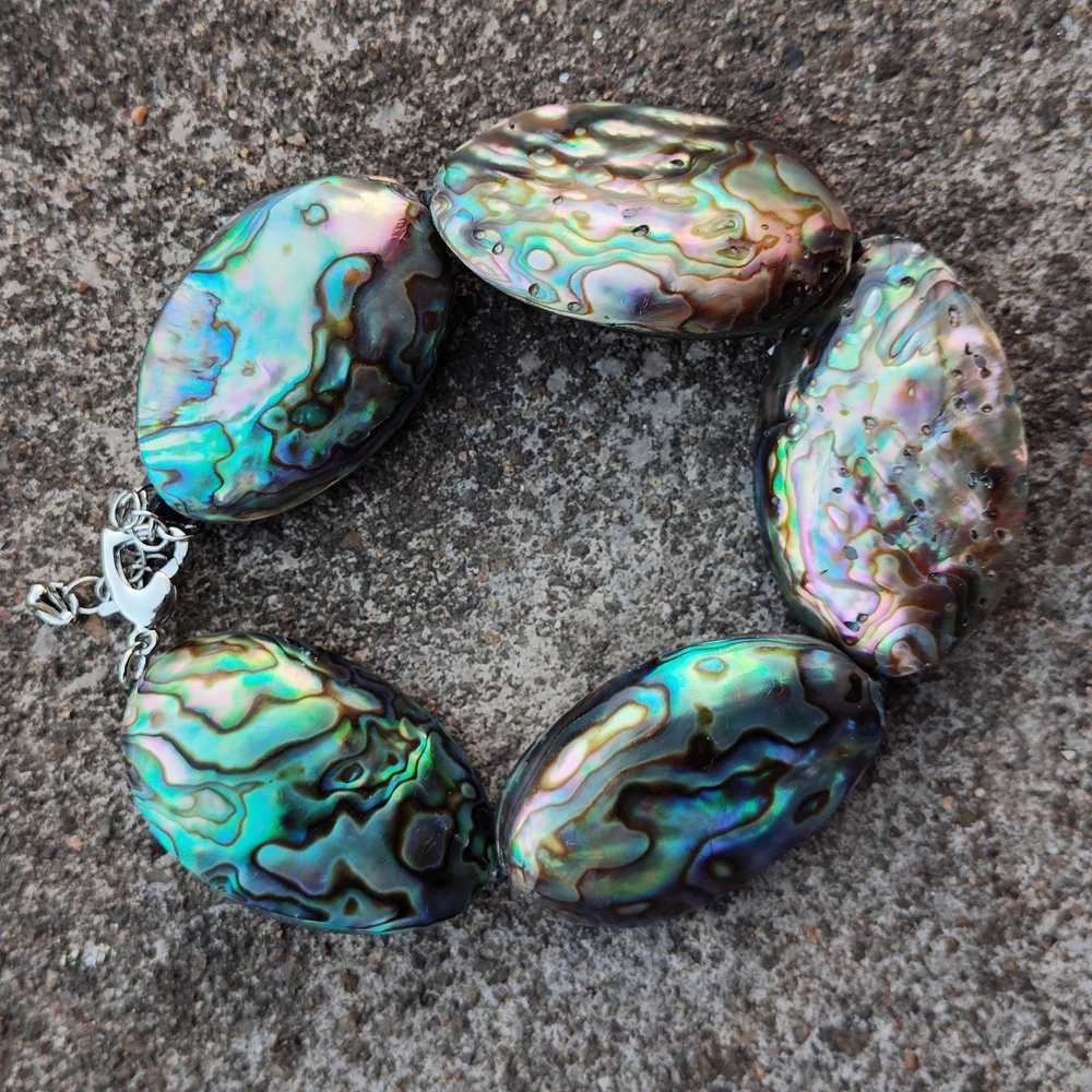 

Браслет из бисера с радужной ракушкой абалон, 25x38 мм, простое женское украшение, подарок