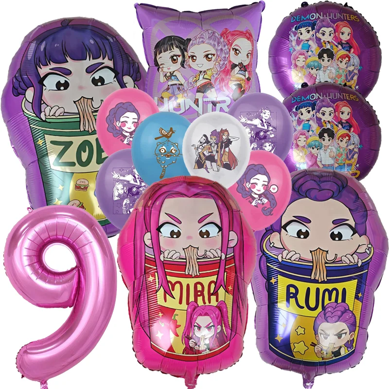 

Kpop Demoned Hunter Disposable Birthday Party Decor Balloons Sets Tableware Banners Balloons Banner Cake Topper Supplies Gifts