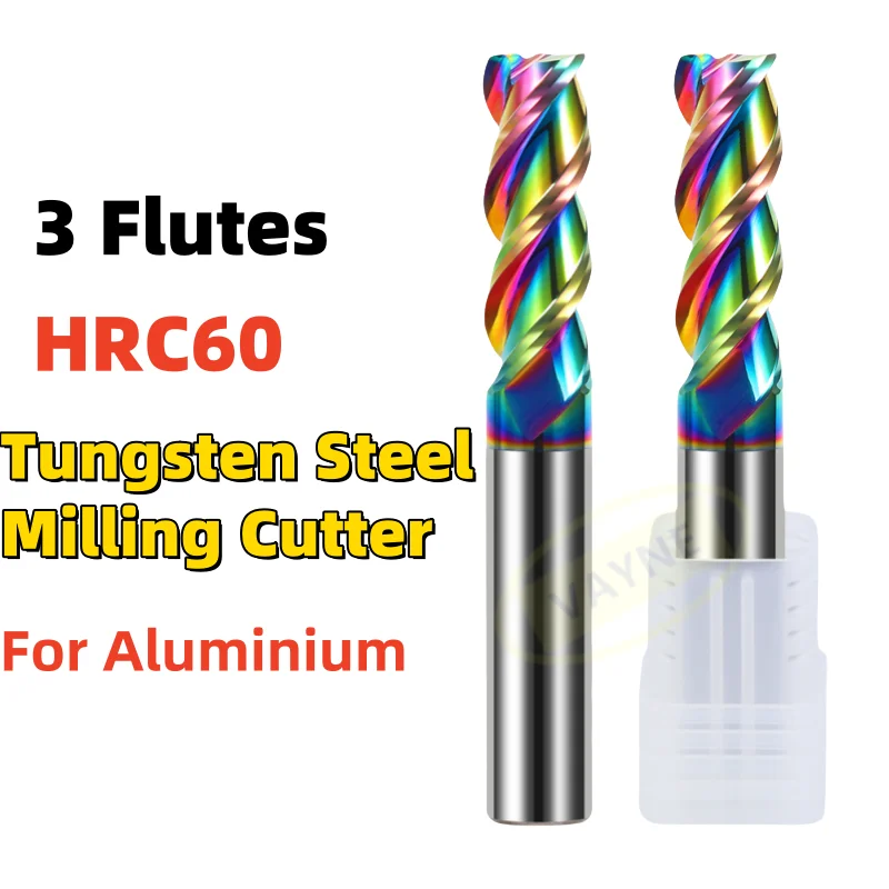 

1 шт. 1-20 цементированный карбид HRC55 3 фрезы алюминий медь нанокорение станок с ЧПУ фреза концевая фреза металл