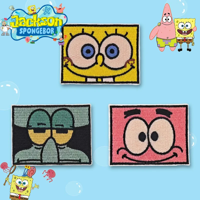 Fashion Trend Cartoon Patrick Star Squidward Tentacles Delicate Embroidery Patch Clothing Repair Subsidies Decorative Stickers