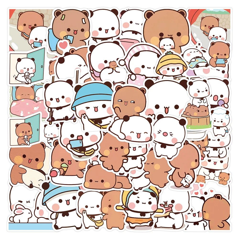 10/30/50/100 Stück Niedliche Bärenpaar Bubu und Dudu Aufkleber Kawaii Cartoon-Sticker DIY Motorrad Handy Helm Lustige Graffiti-Aufkleber