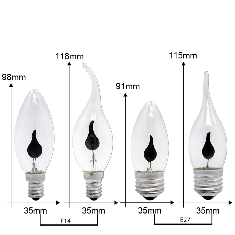 Vintage Edison E14 E27 Led Light Bulb Candle Light Flame Effect Bulb 3W AC220V Lighting Ampoule Candle Bulb For Home Decor