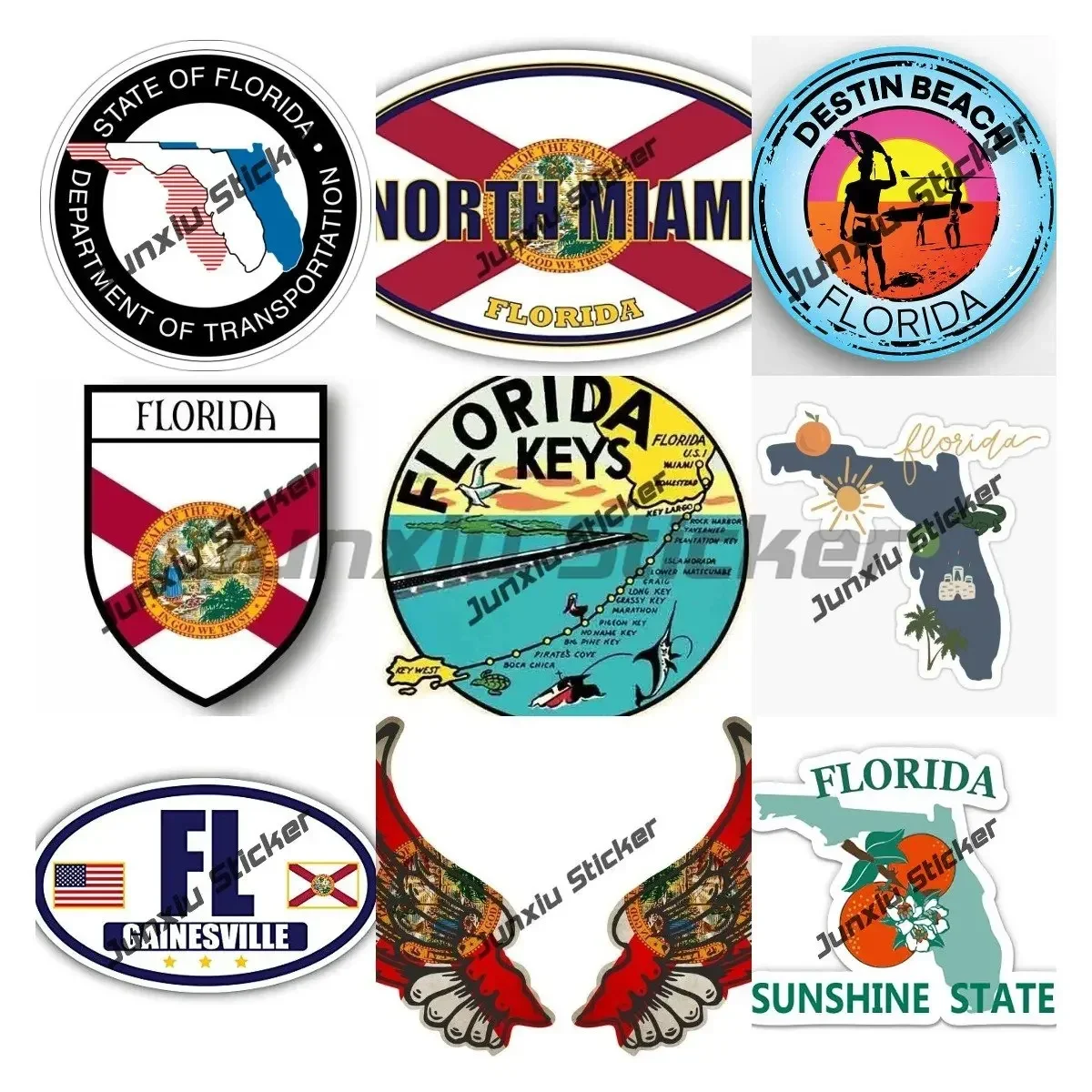

Florida Cover Scratches Vinyl Sticker Florida State Style Sunshine Beach Sunshine Pass Stickers SUV Laptop Sticker Accessories