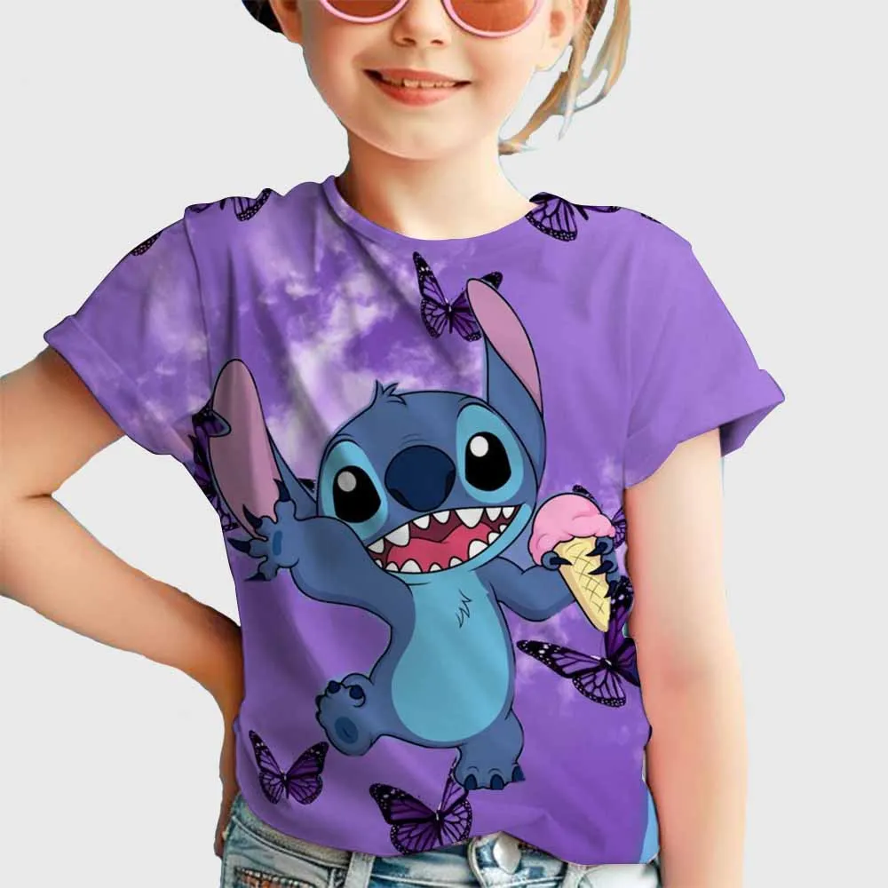 

2025 Summer Fashion 3D Print Children Lilo Stitch Breathable TShirt Casual Tees Teen Tops Kids Clothes Funny Sport Streetwear