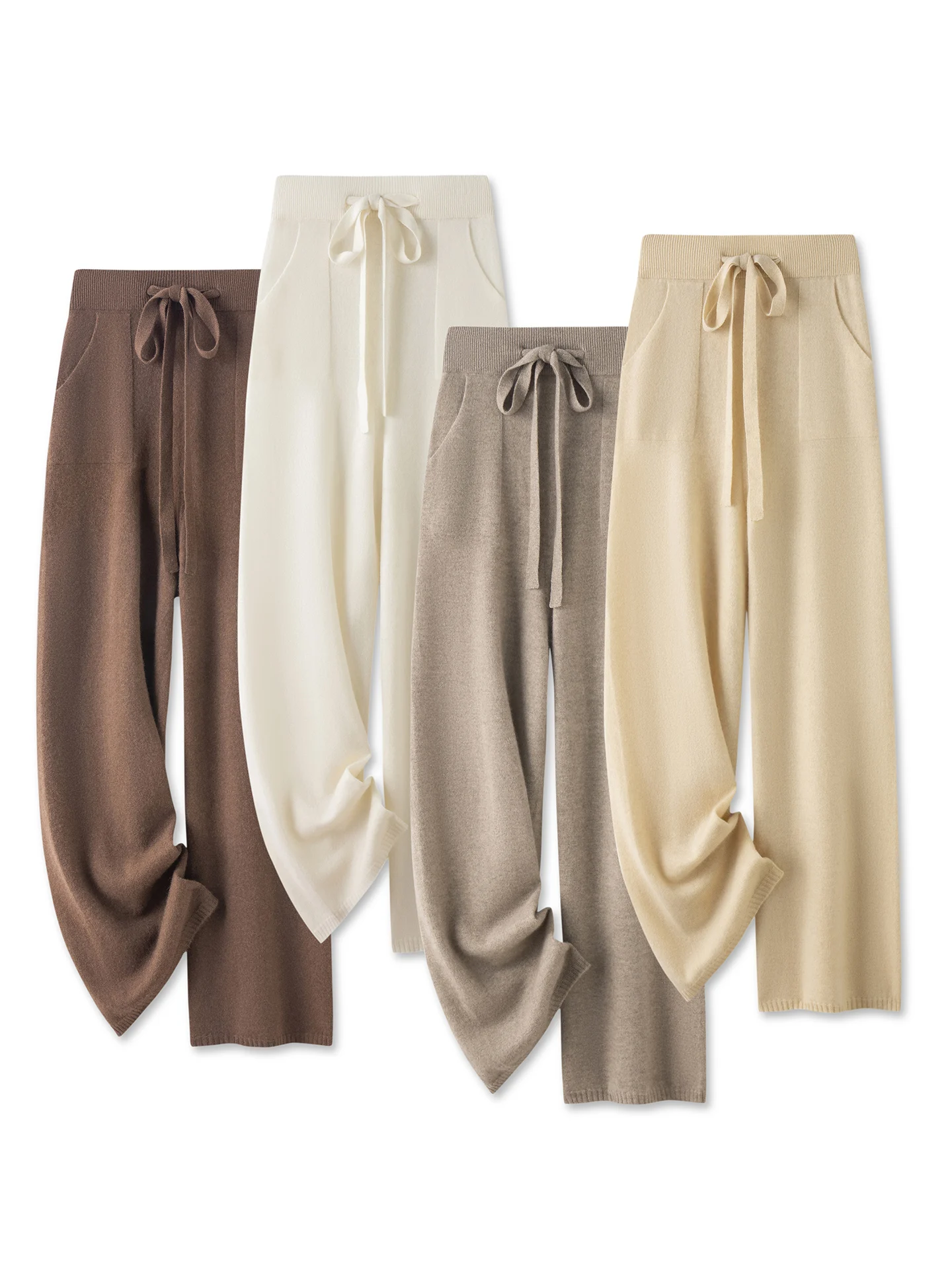 High Quality Knitted Wide Leg Pants Women New Autumn Winter High Waistline Elasticity Fashionable Versatile Floor Mops Trousers