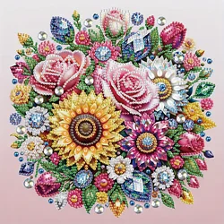 DIY Beautiful flowers 5D Special Shape Diamond Art Kits for Beginners,Diamond Art Painting Kits for Home Wall Decoration Gift