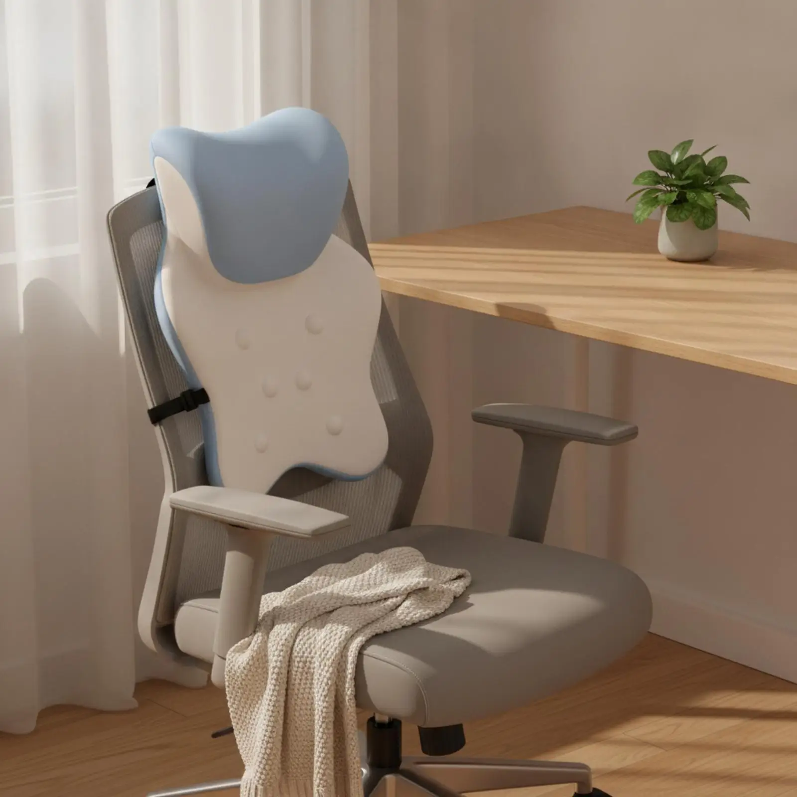 3D Contoured Office Neck Pillow for Ergonomic Chair Headrest Support Memory Foam Cushion with Strap Desk Accessory