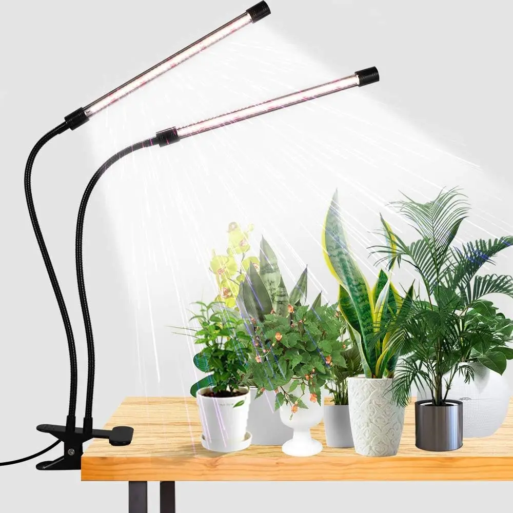 led植物育成ライト-赤青温白色-フルスペクトル-クリップ式-室内植物用ランプ-1～5ヘッド-オンオフ-タイミング-3-9-12時間